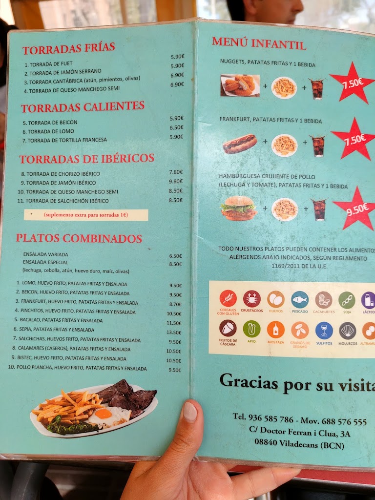 Cerveseria Bar Pinilla — Carta