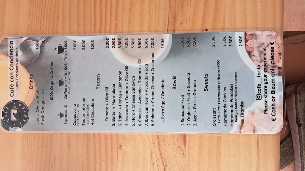 Cafe Tarifa — Carta