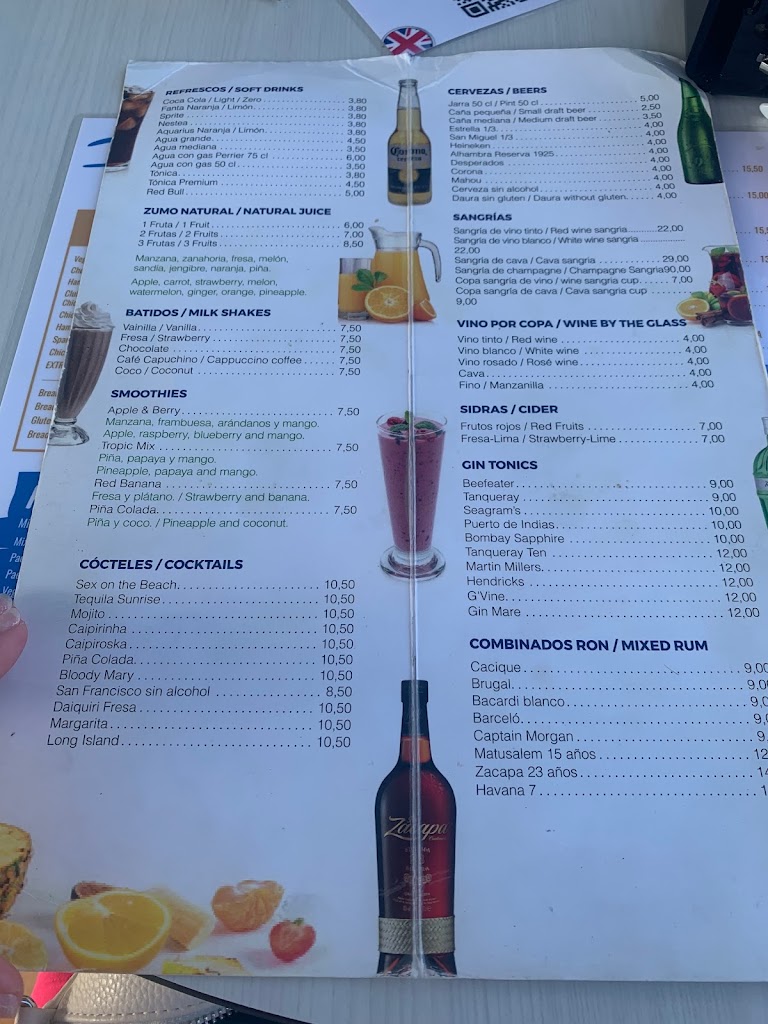 Restaurante Parasoles — Carta
