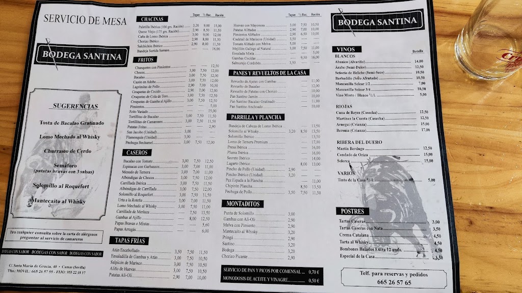 Bodega Santina — Carta