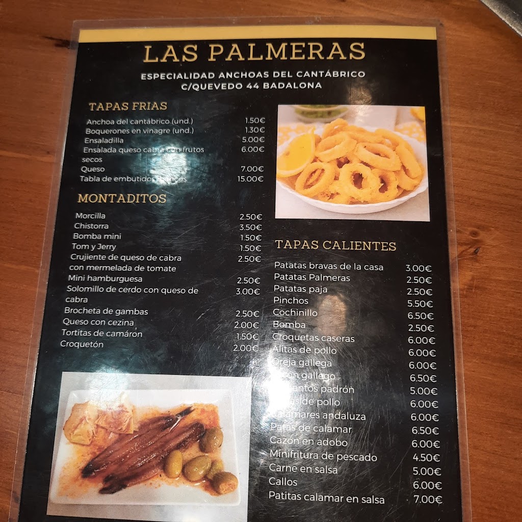 Bar Las Palmeras - Badalona — Carta