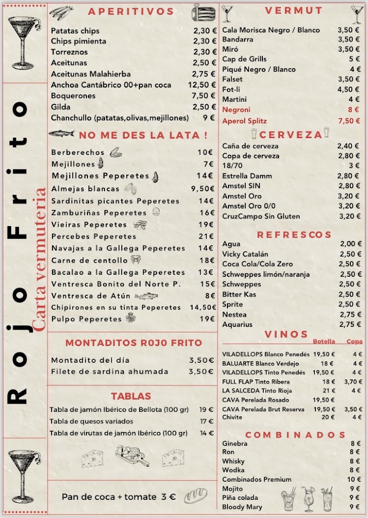 Vermuteria Rojo Frito — Carta