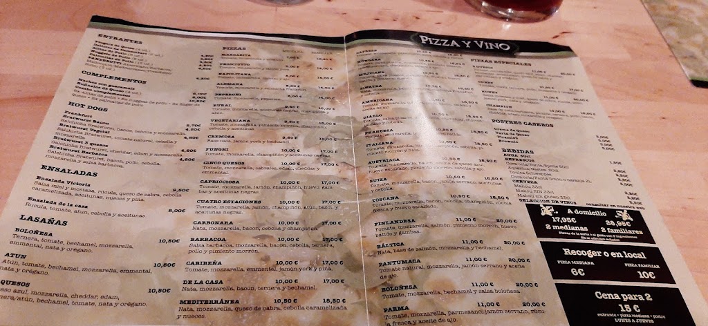 Pizza y Vino — Carta