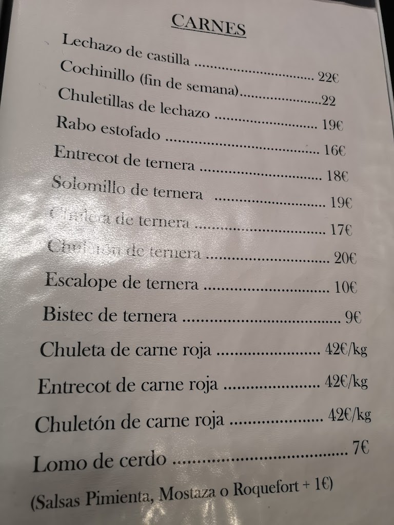 Meson Restaurante El Picaro — Carta