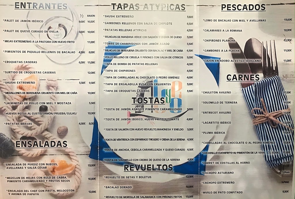 Taperia Restaurante Atypico Merida — Carta