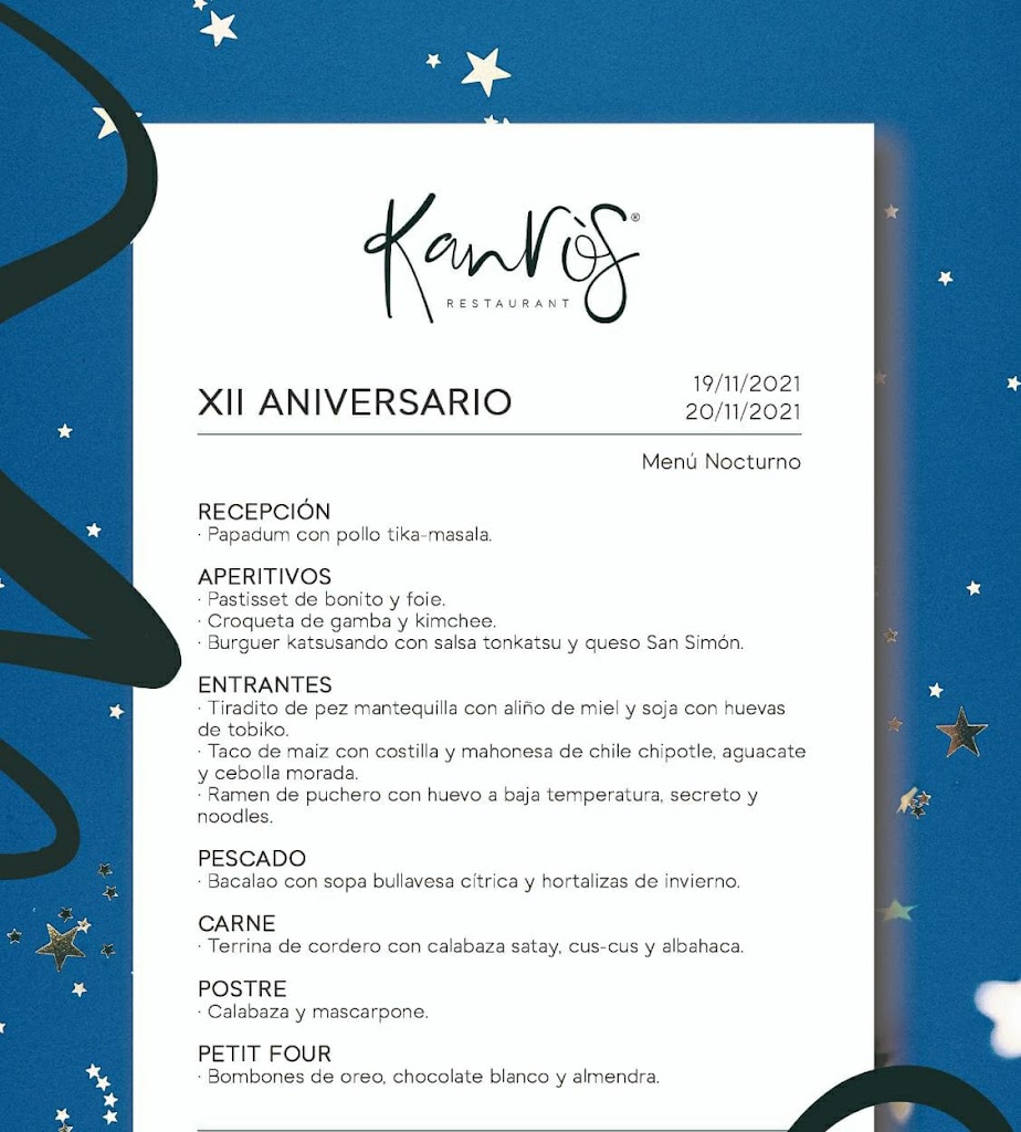 Restaurante Kanros — Carta