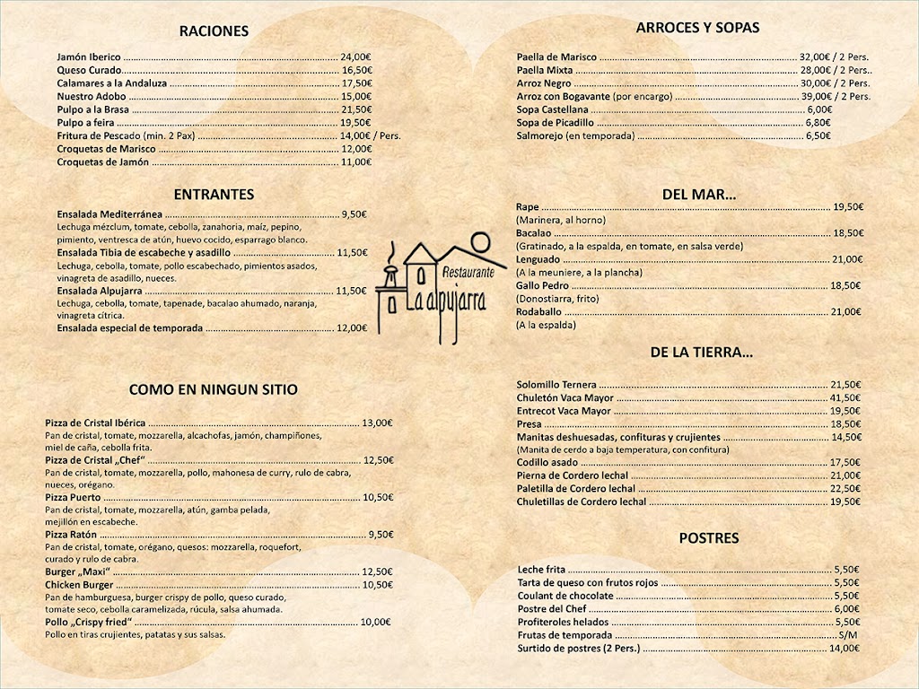 Restaurante La Alpujarra — Carta