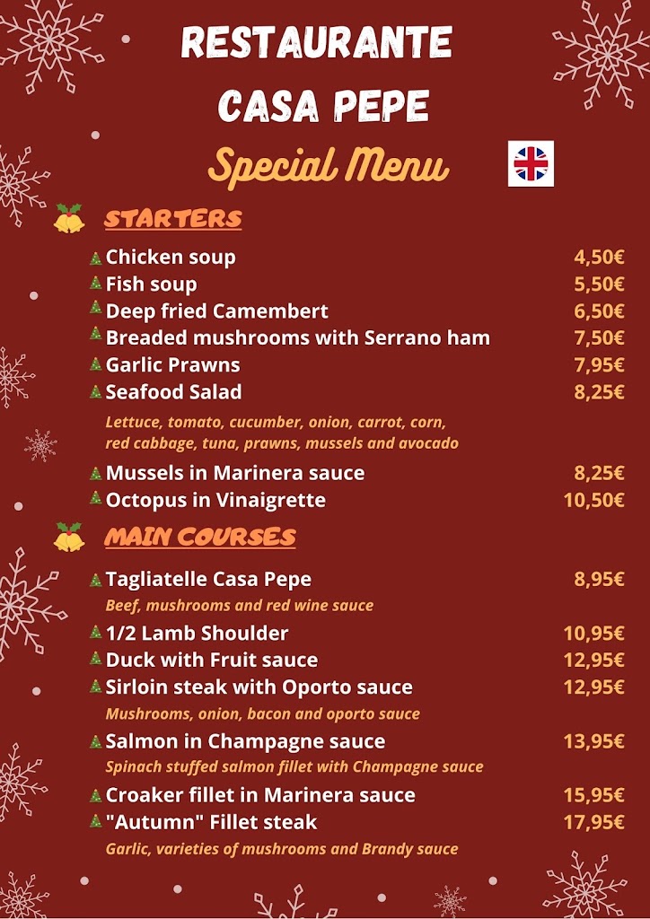 Casa Pepe - Playa Arena — Carta