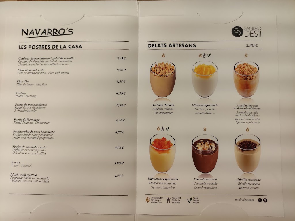 Restaurant Navarros — Carta
