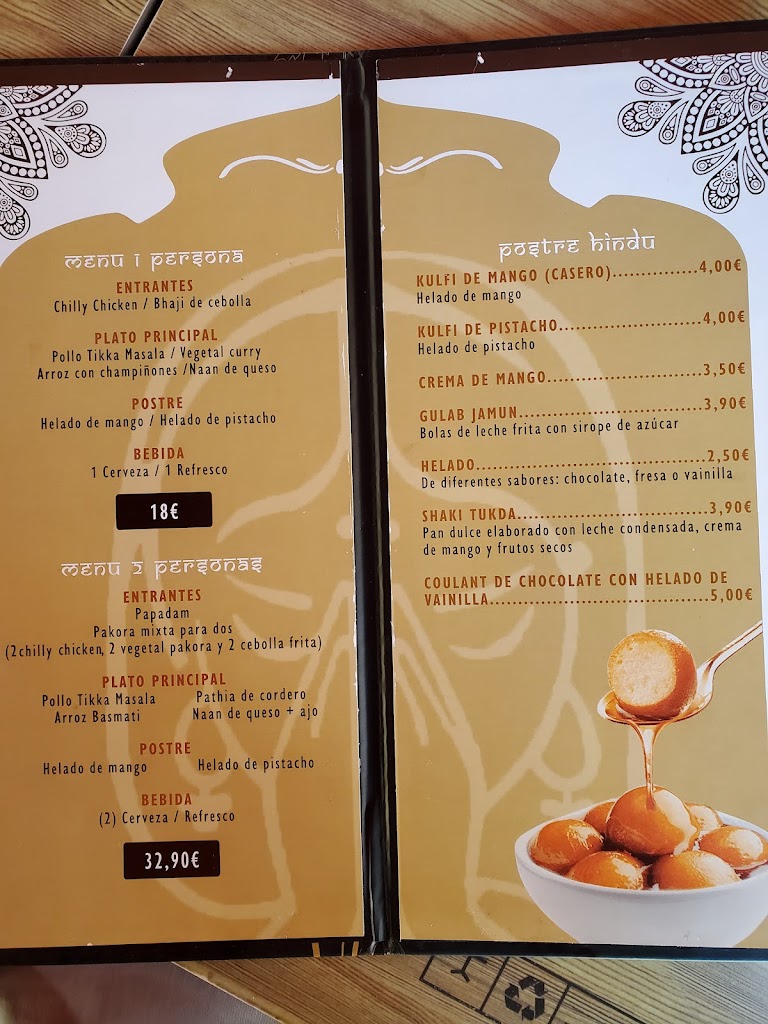 Restaurante Tikka — Carta