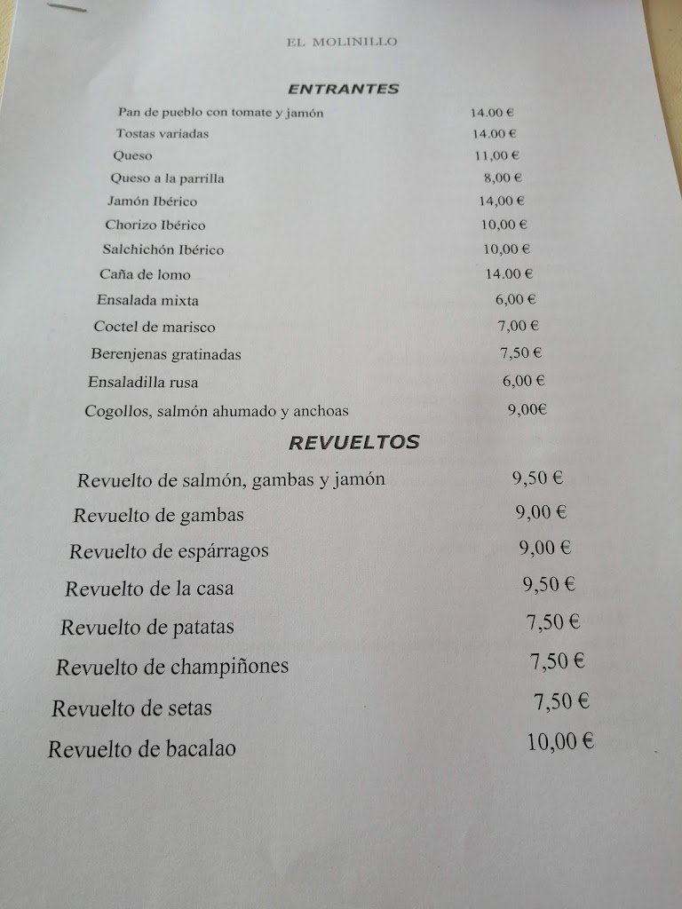 El Molinillo — Carta