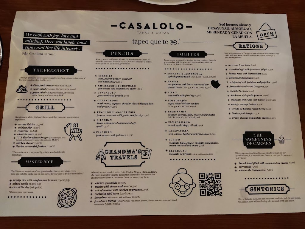 Restaurante Casa Lolo — Carta