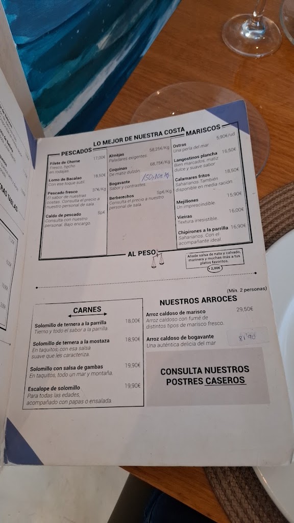 La Pizarra: Sabores del Mar — Carta