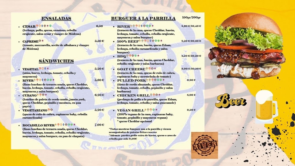 River Bar & Grill — Carta