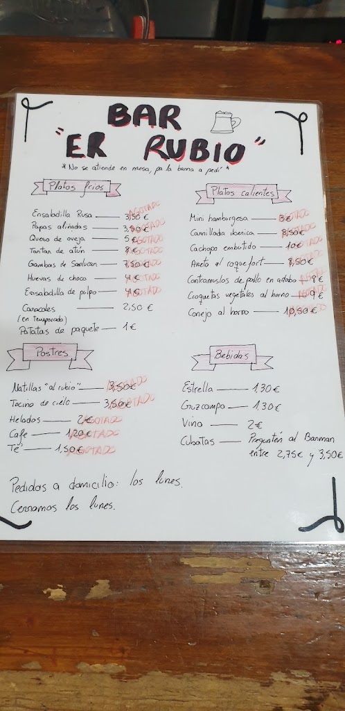 Bar Cerveceria La Constancia (antiguo Rubio) — Carta