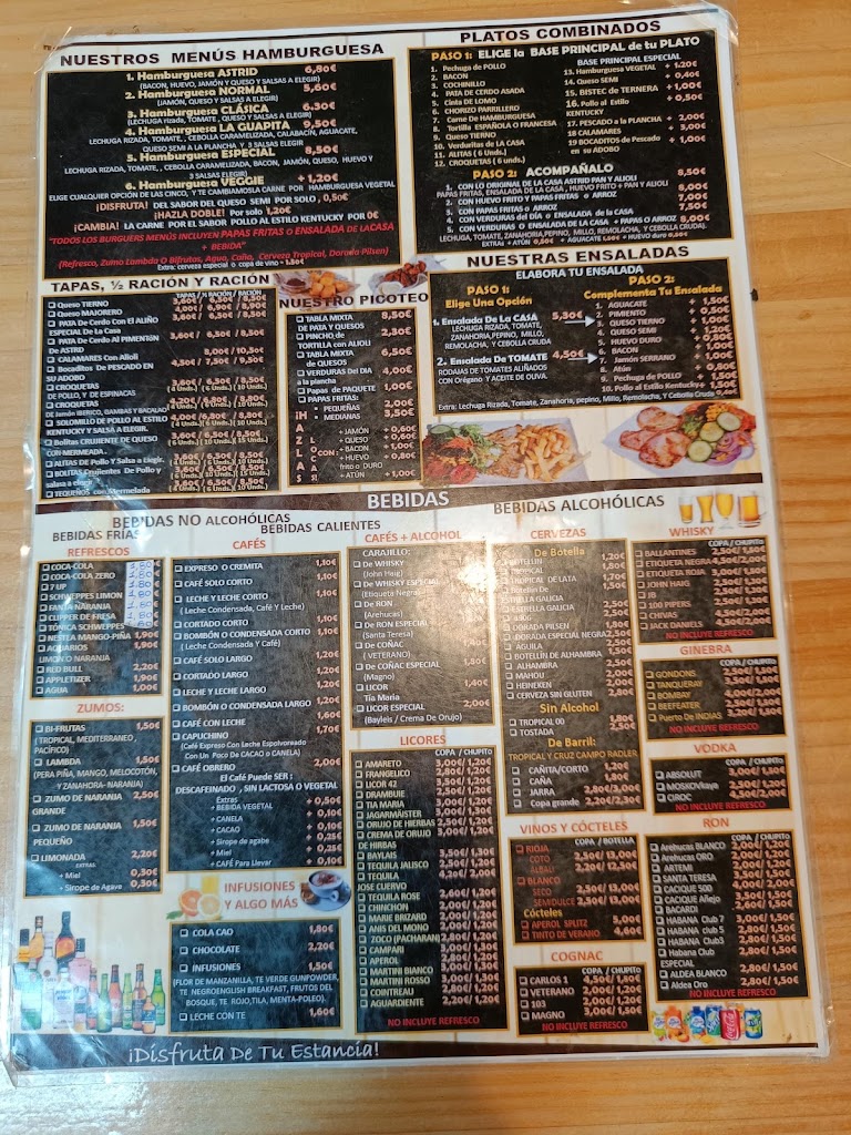 Astrid.Bar-Cafeteria- Churreria — Carta