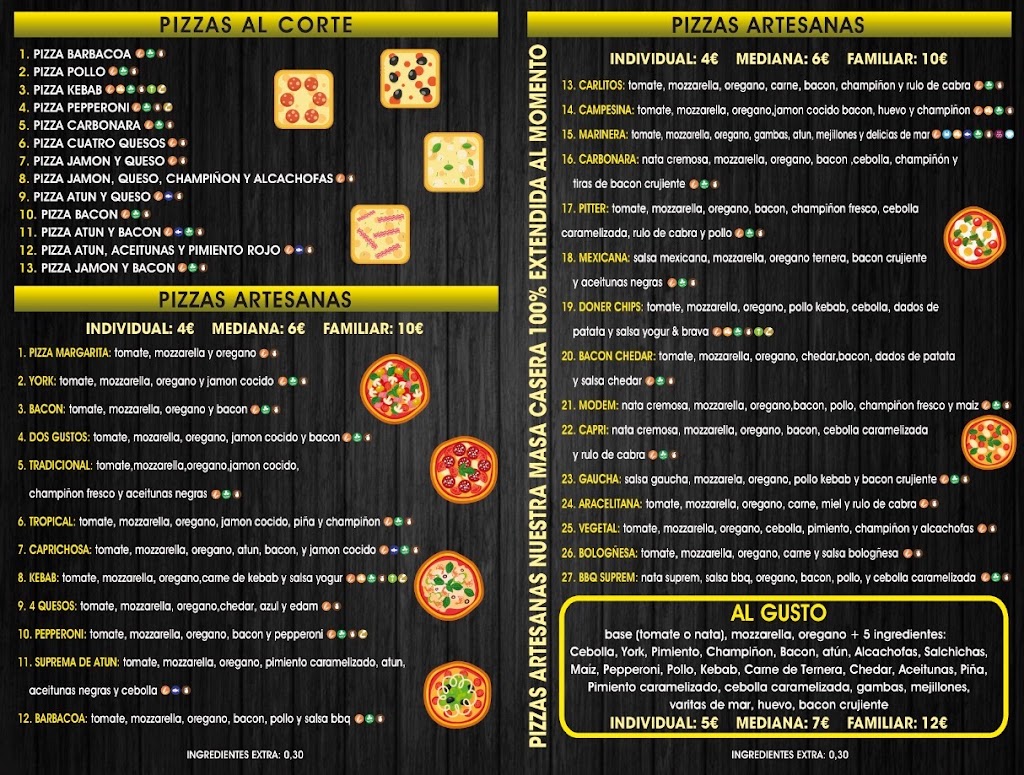 Pizzeria - Panaderia Aracelitana — Carta