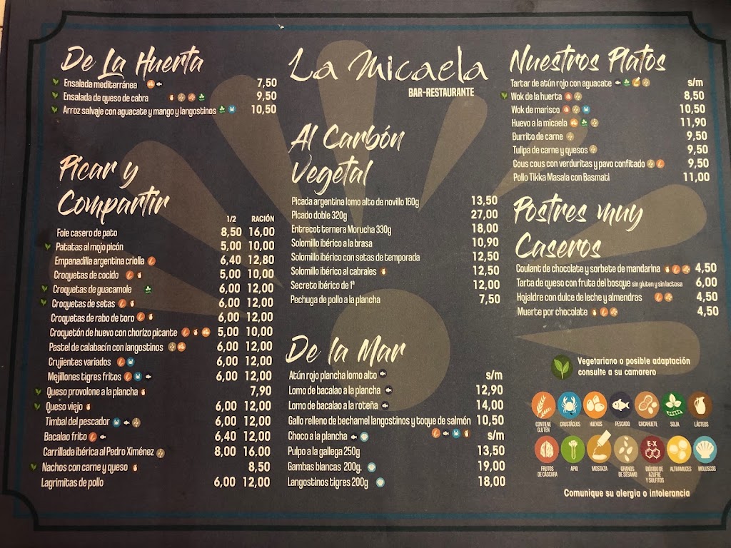 La Micaela Restaurante Bar — Carta