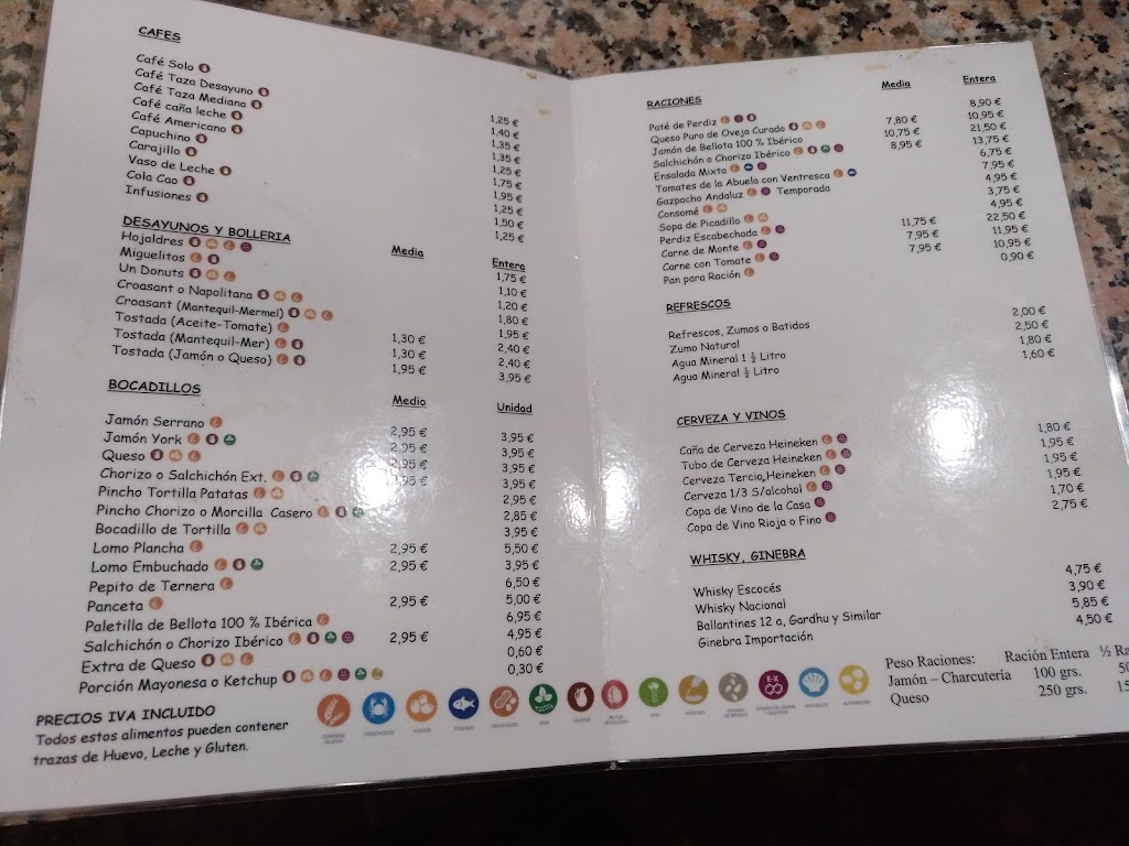 Hotel Restaurante Orellana Perdiz — Carta