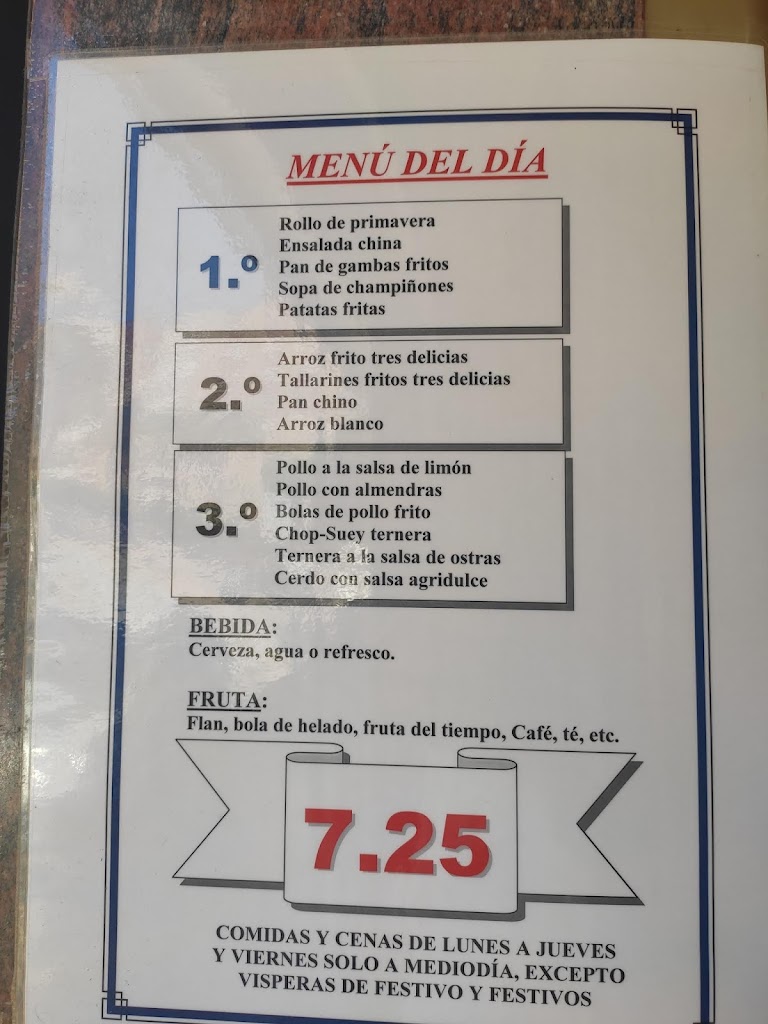 Restaurante Chino China Town — Carta