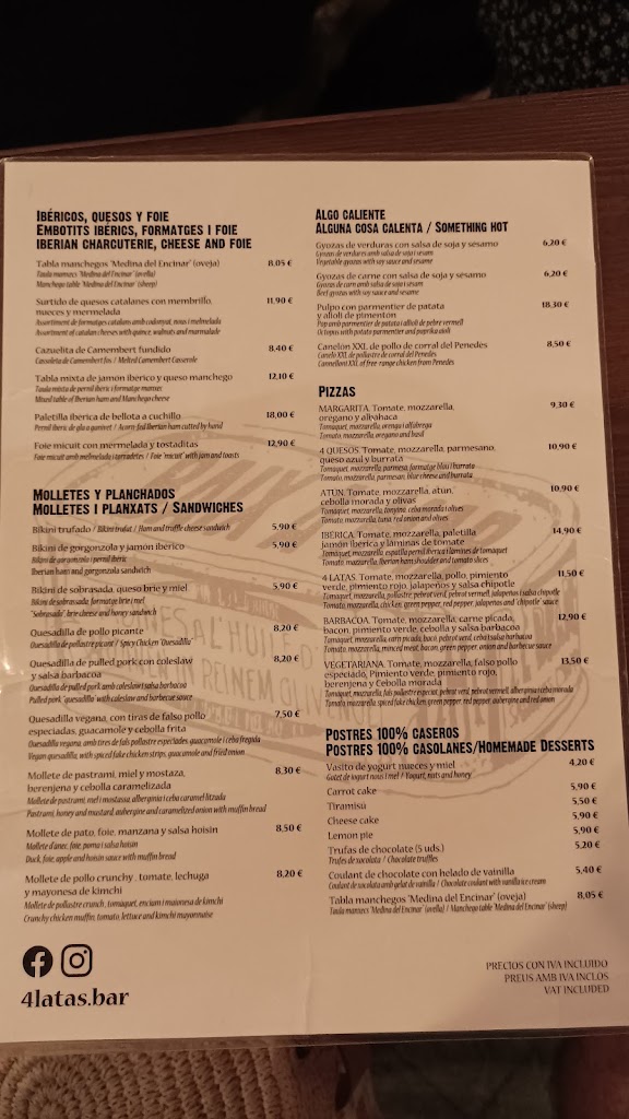 Restaurante 4 Latas by Oxid — Carta