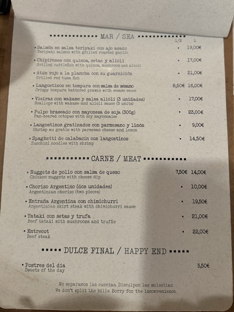 No. 6 Cocina Sencilla — Carta