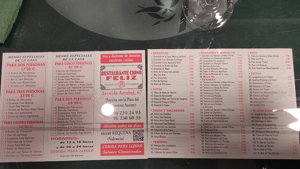 Restaurante Chino Feliz II — Carta