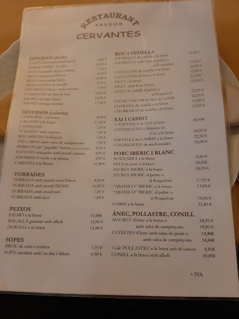 Asador Cervantes — Carta