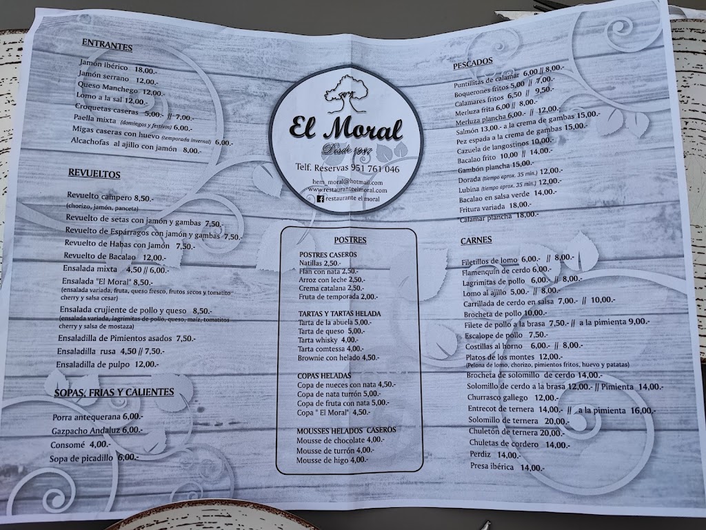 Restaurante El Moral — Carta