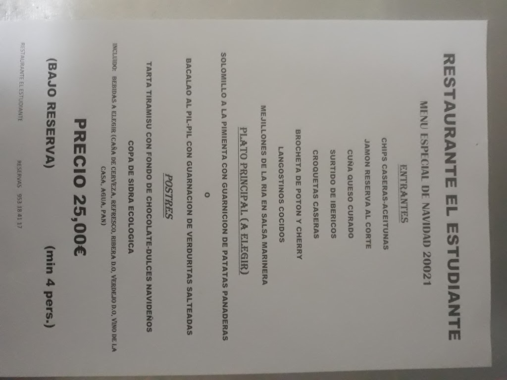 El Estudiante Restaurante — Del propietario