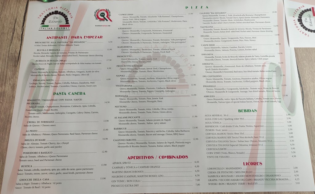 Trattoria Pizzeria da Edoardo — Carta