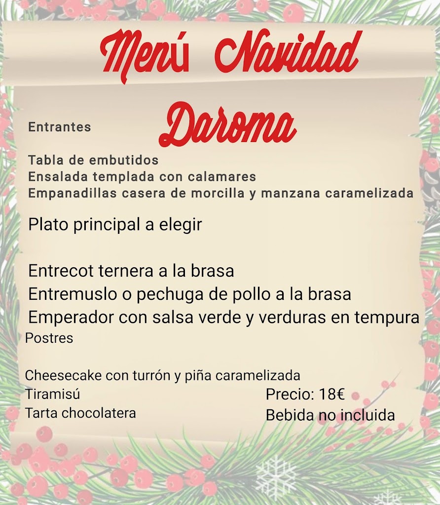 Bar Cafeteria Daroma — Carta