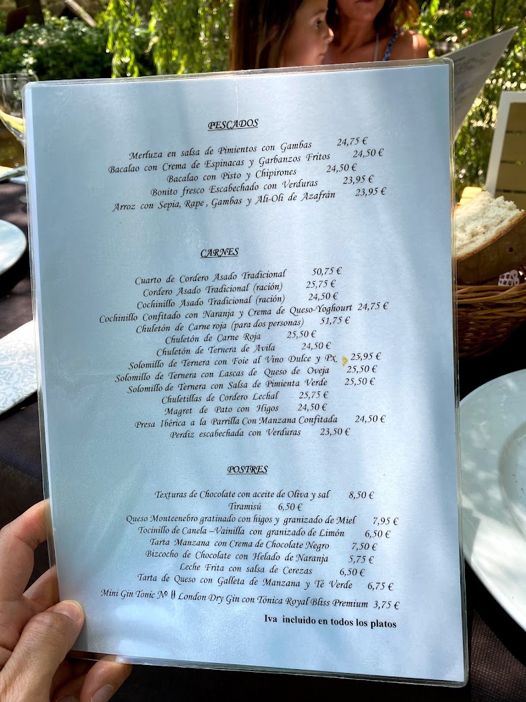 Restaurante El Molino de la Losa — Carta