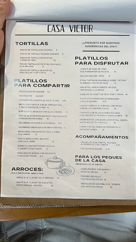 Bar Casa Victor Castelldefels — Carta