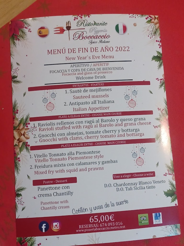 Ristorante Pizzeria Boccaccio — Carta