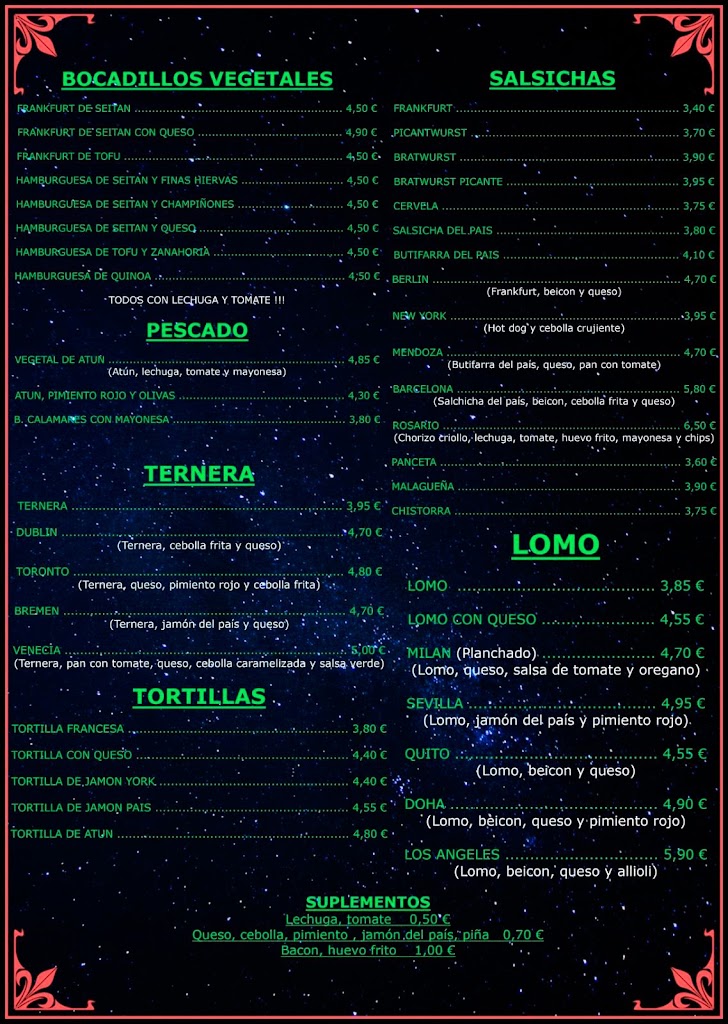 Frankfurt Cerveceria La Canica Azul — Carta