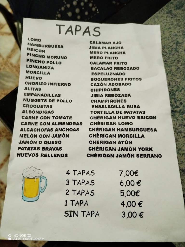 Bar Puertas — Carta