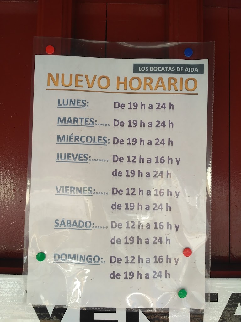 Los Bocatas de Aida — Carta