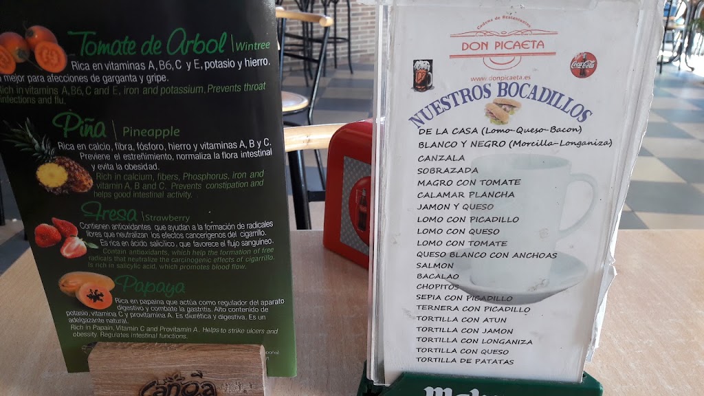 DON PICAETA BAR RESTAURANT — Carta