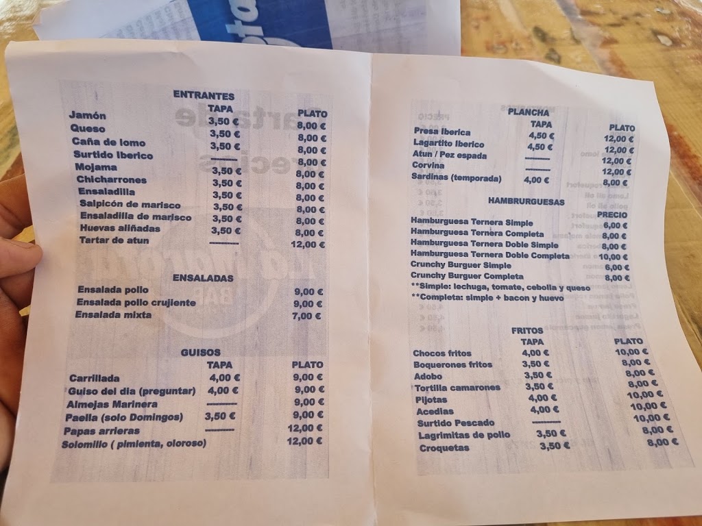 La Marota Bar — Carta