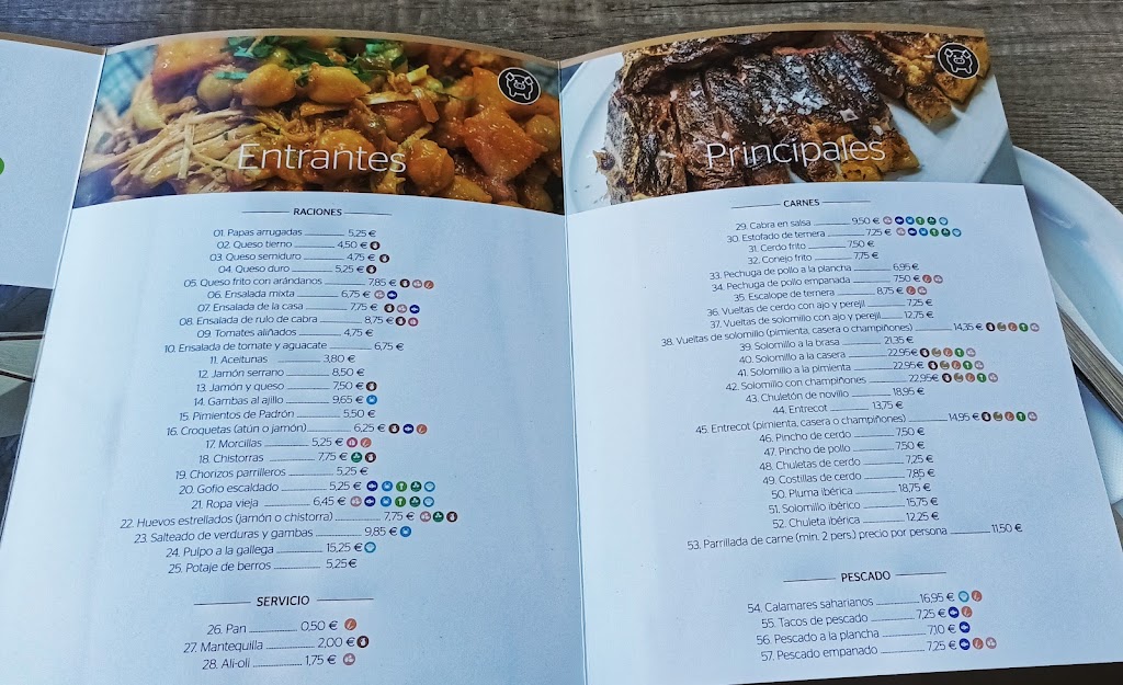 Restaurante Vega (Guayadeque) — Carta