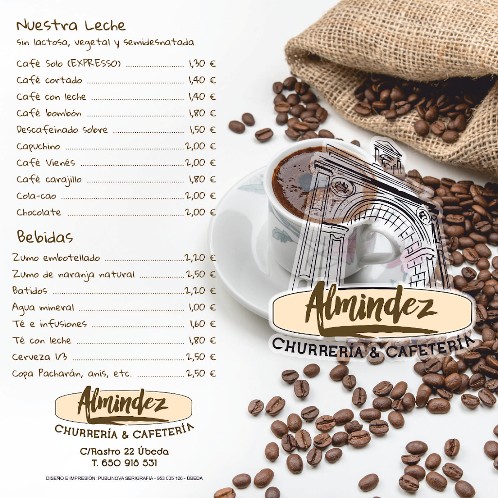 Churreria/Cafeteria Almindez. — Carta
