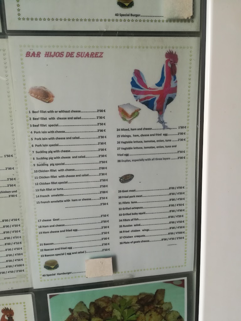 Bar Hijos De Suarez — Carta