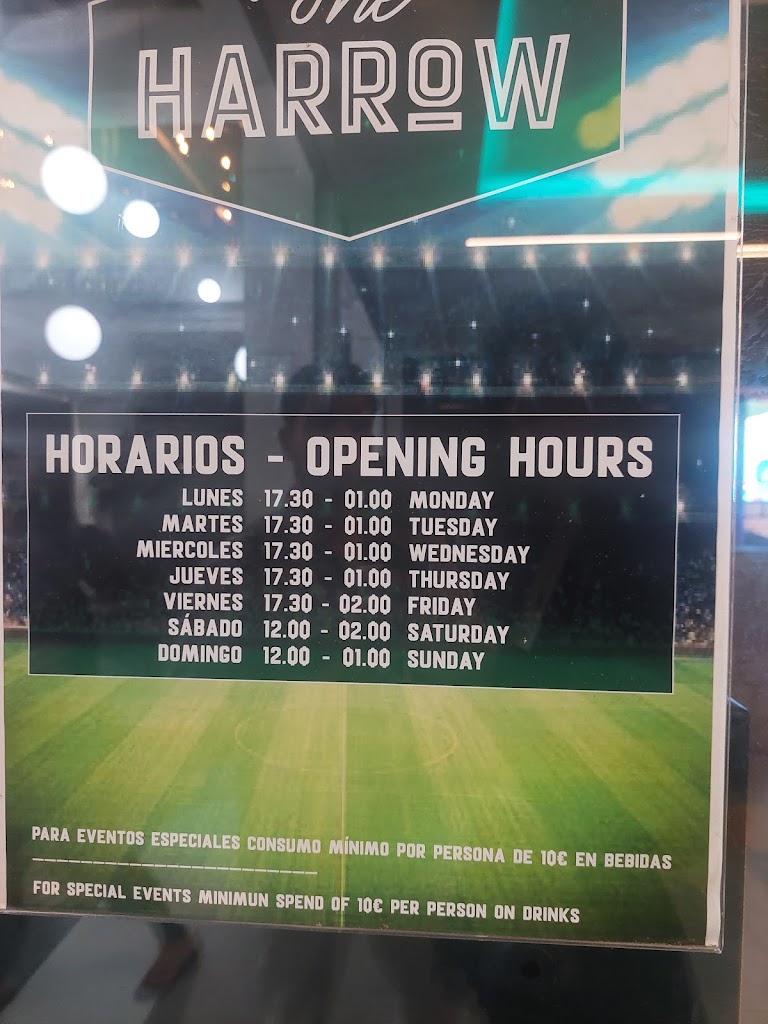 The Harrow Maspalomas sport bar - Holiday World — Carta