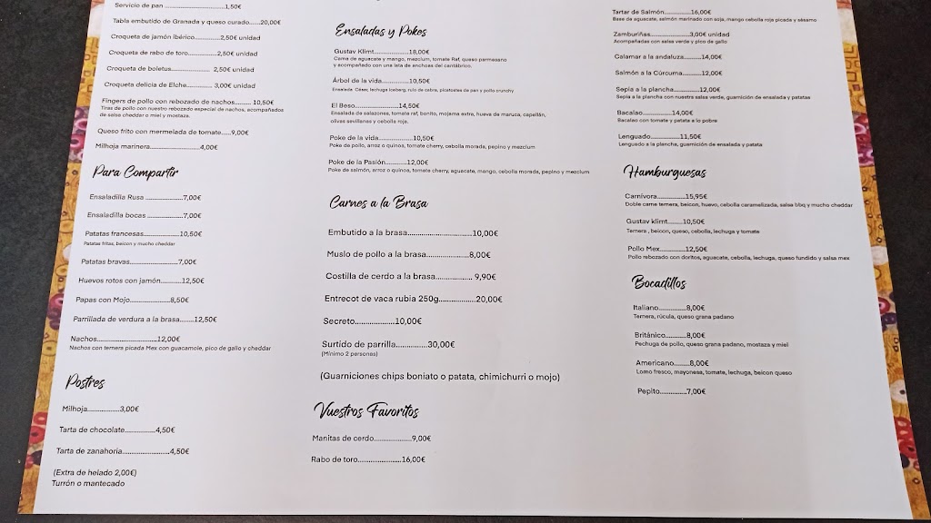 Restaurante Gustav Klimt — Carta