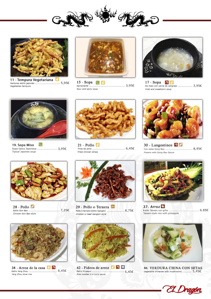 Restaurante Chino El Dragon — Carta