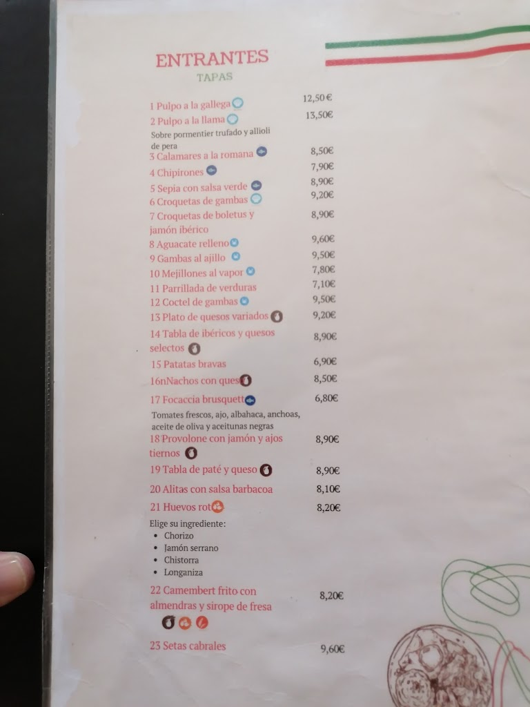 Restaurante Il Fratelli Park — Carta