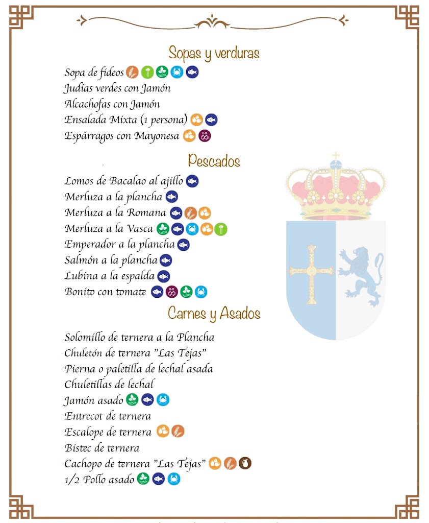 Restaurante Las Tejas — Carta