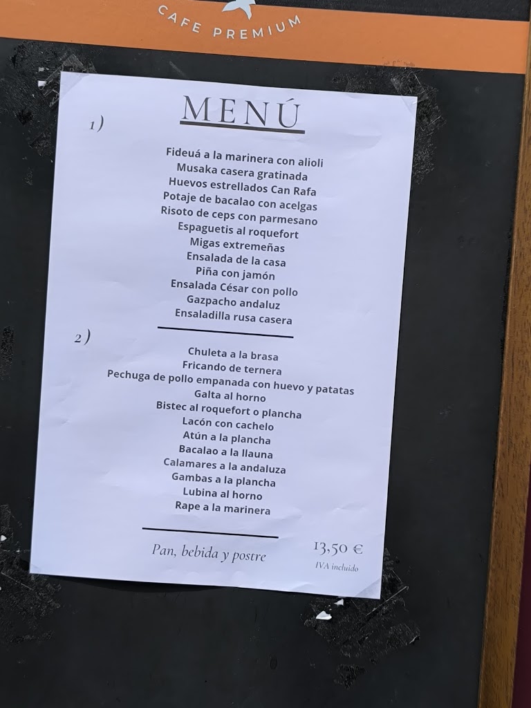 Restaurant Can Rafa — Carta