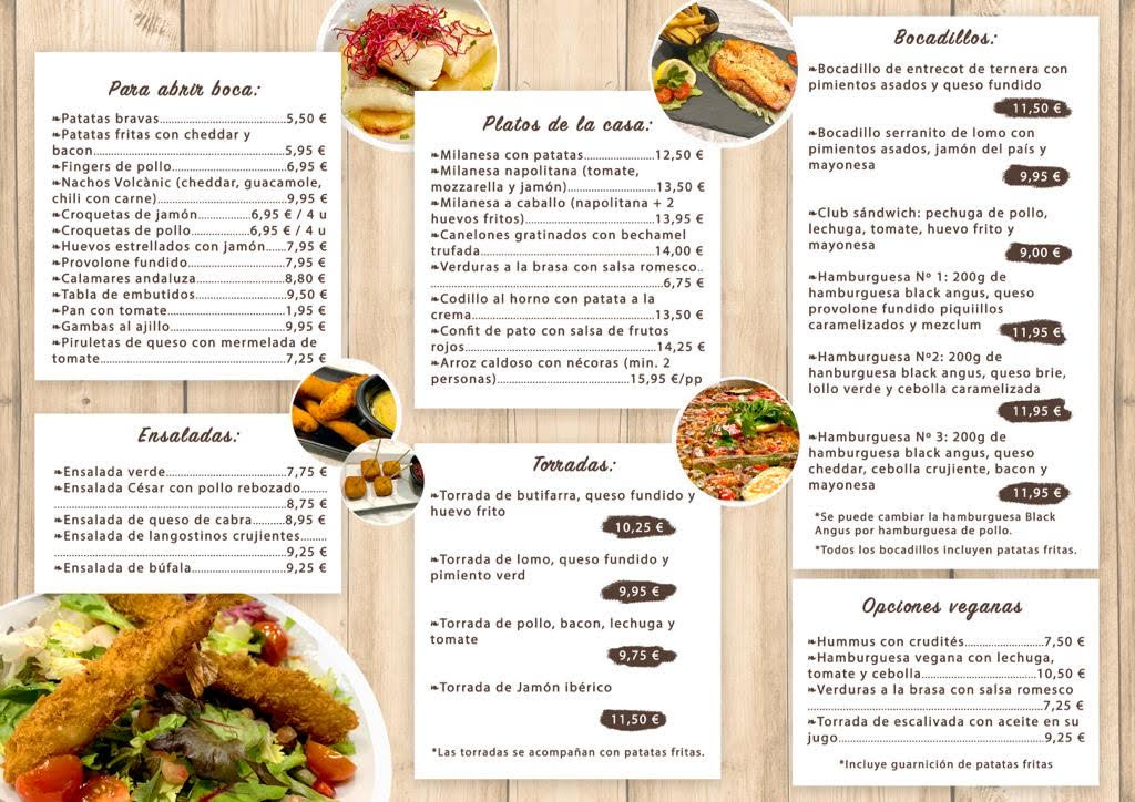 Restaurante Volcanic — Carta